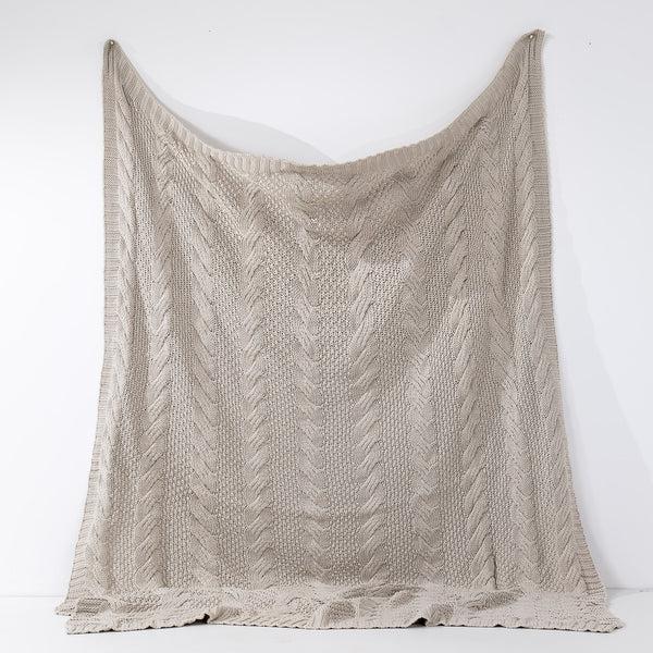 Couverture / Plaid - Tricoté Cable Crème 01