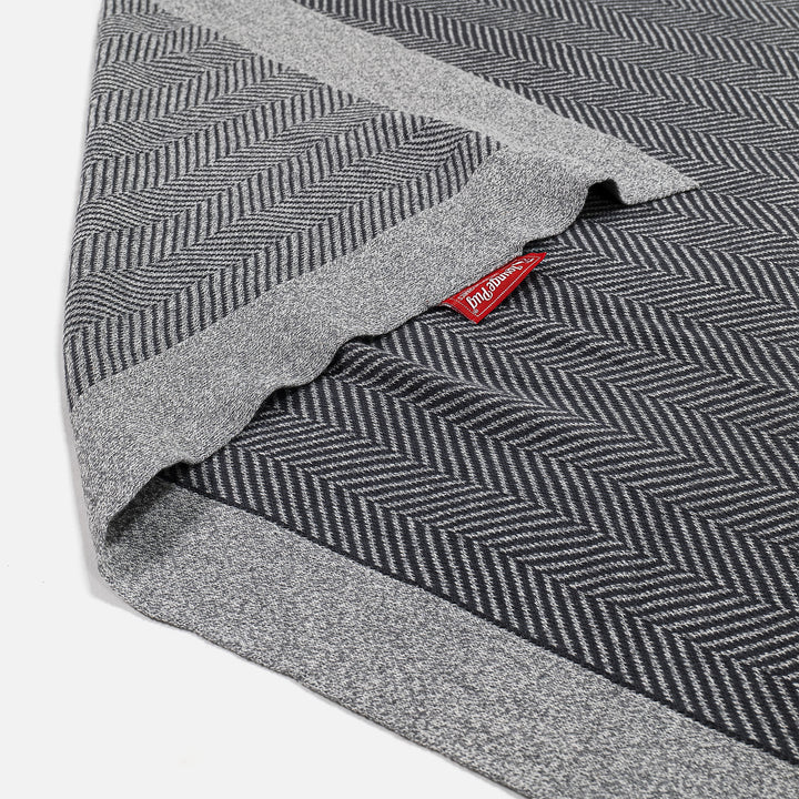 Couverture / Plaid - Tricoté Chevrons Gris 03