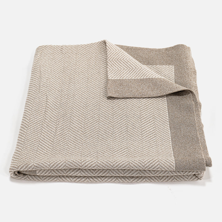 Couverture / Plaid - Tricoté Chevrons Pierre 02