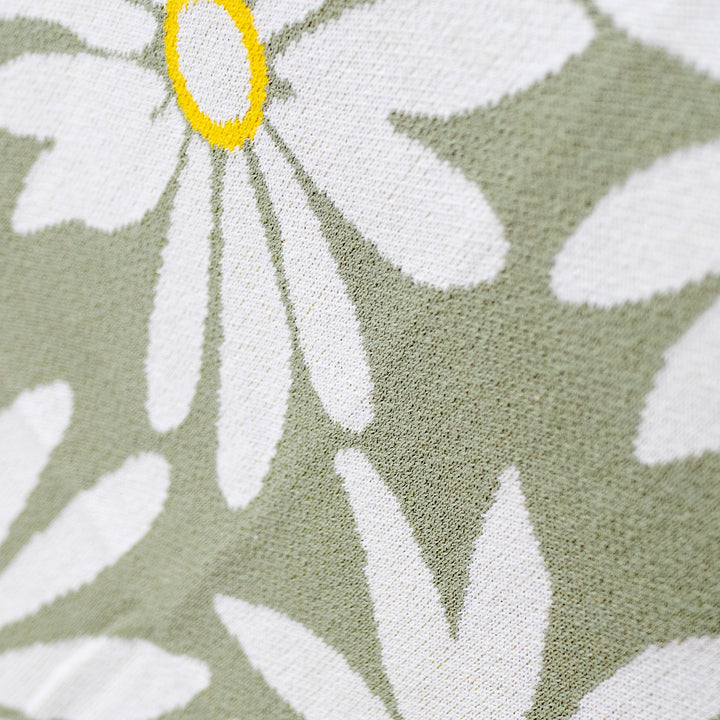 Couverture / Plaid - Tricoté Floral Menthe 04