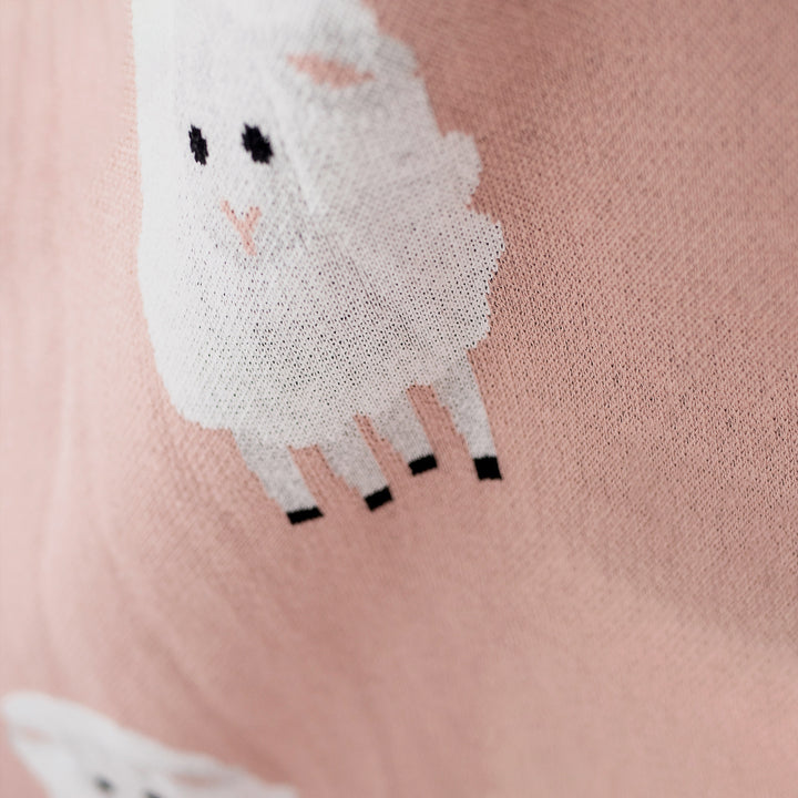 Couverture / Plaid - Tricoté Mouton Rose 04