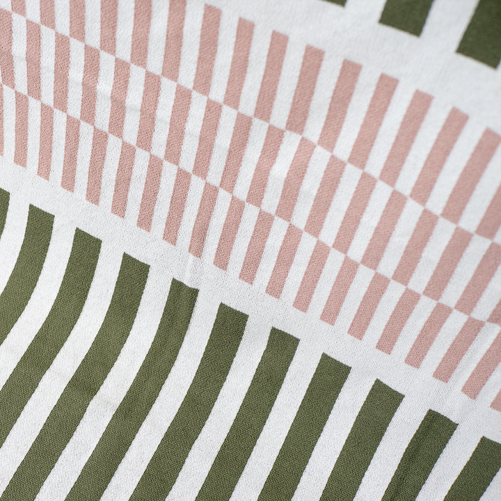 Couverture / Plaid - Tricoté Rayure Vert 02