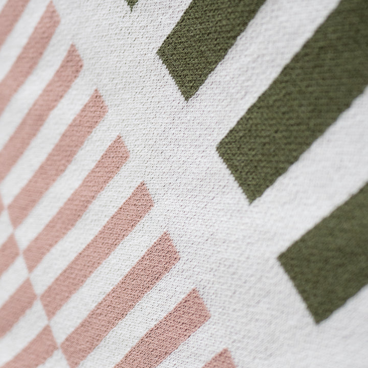 Couverture / Plaid - Tricoté Rayure Vert 04