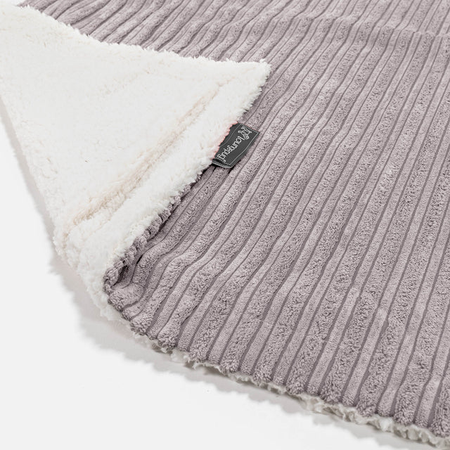 Plaid / Couverture Sherpa - Côtelé Gris Argent 01