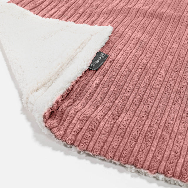 Plaid / Couverture Sherpa - Côtelé Pêche 01