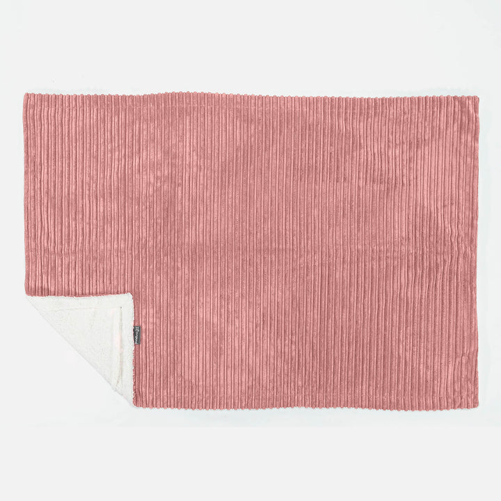 Plaid / Couverture Sherpa - Côtelé Pêche 03