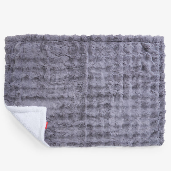 Plaid / Couverture Sherpa - Fausse Fourrure à Bulles Gris