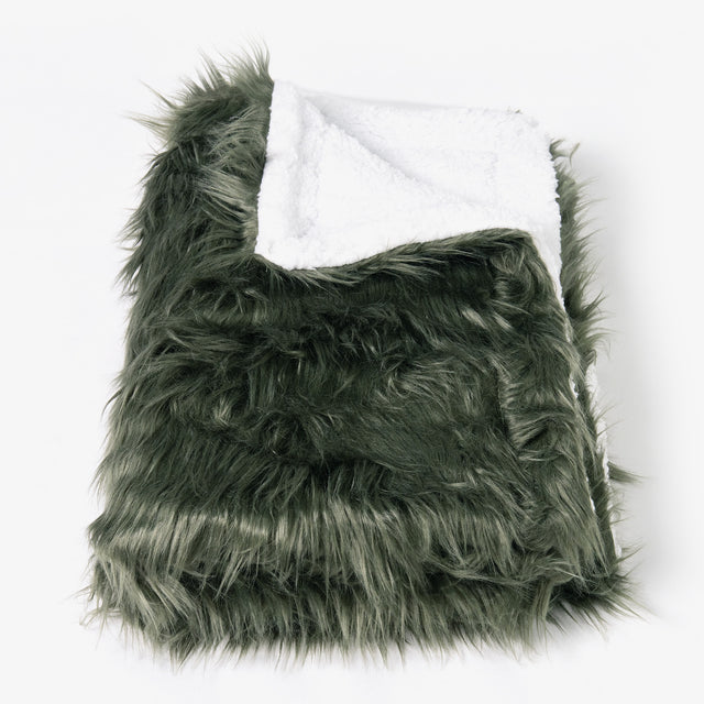 Plaid / Couverture Sherpa - Imitation fourrure à poils longs Vert sauge 01