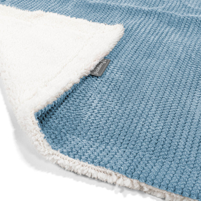 Plaid / Couverture Sherpa - Velours Côtelé Gaufré Bleu Ciel 01
