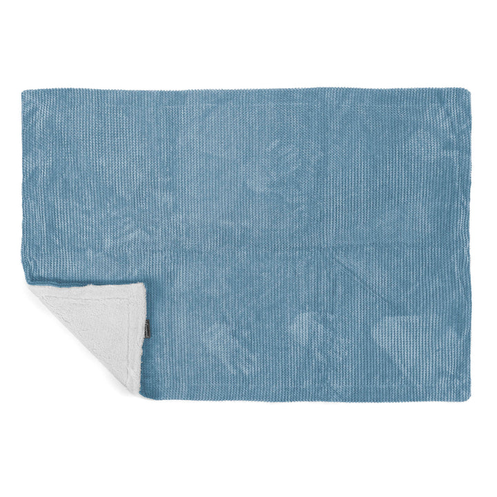 Plaid / Couverture Sherpa - Velours Côtelé Gaufré Bleu Ciel 03