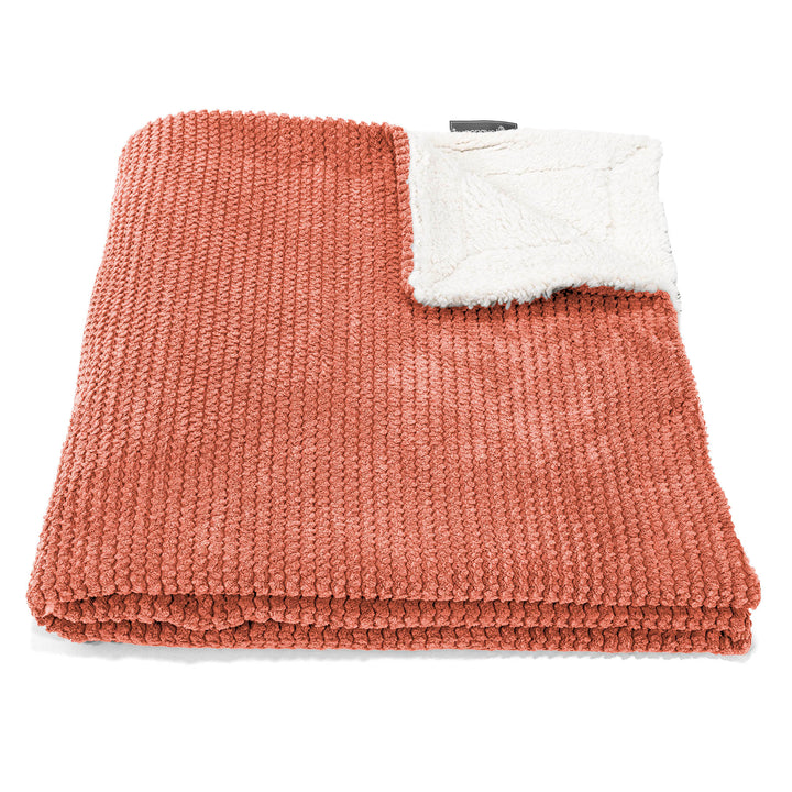 Plaid / Couverture Sherpa - Velours Côtelé Gaufré Citrouille 02
