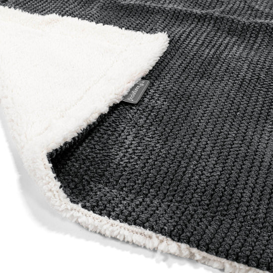 Plaid / Couverture Sherpa - Velours Côtelé Gaufré Noir 01