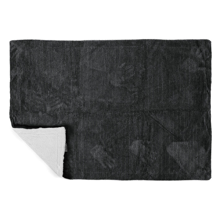 Plaid / Couverture Sherpa - Velours Côtelé Gaufré Noir 03
