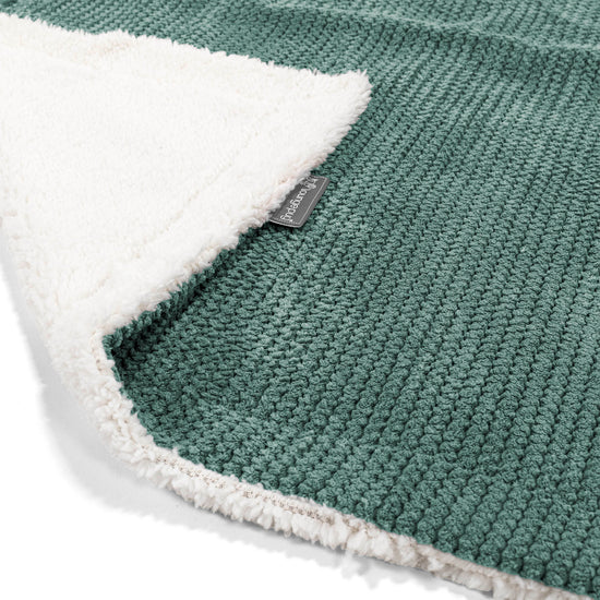 Plaid / Couverture Sherpa - Velours Côtelé Gaufré Vert Mousse 01