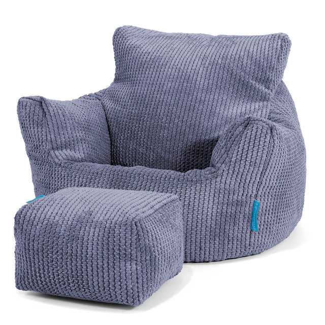 Fauteuil Pouf Bambin 1-3 ans - Velours Côtelé Gaufré Violet 02