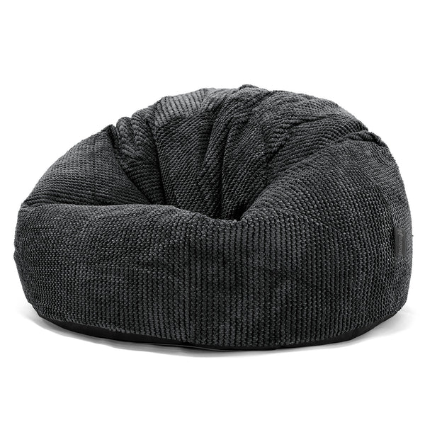 Pouf Poire Classique - Velours Côtelé Gaufré Noir 01
