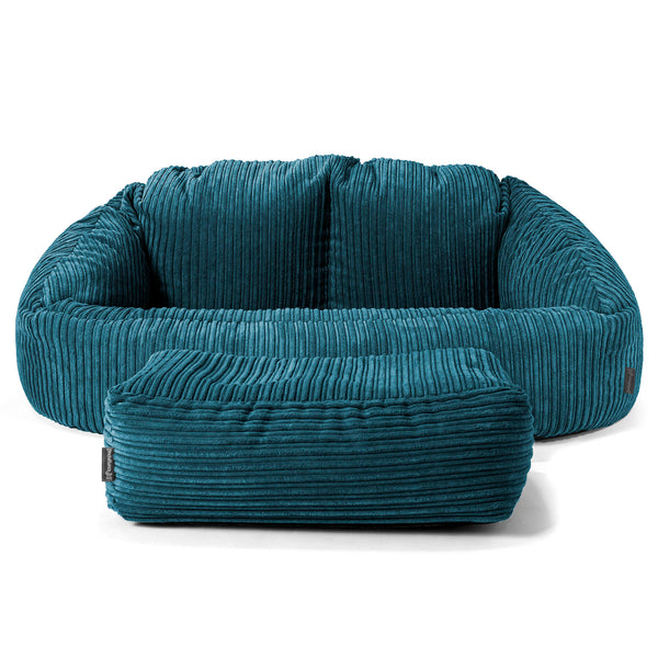 Pouf Canapé Bubble - Côtelé Bleu Canard 01