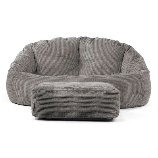 Pouf Canapé Bubble - Velours Côtelé Gaufré Anthracite 01