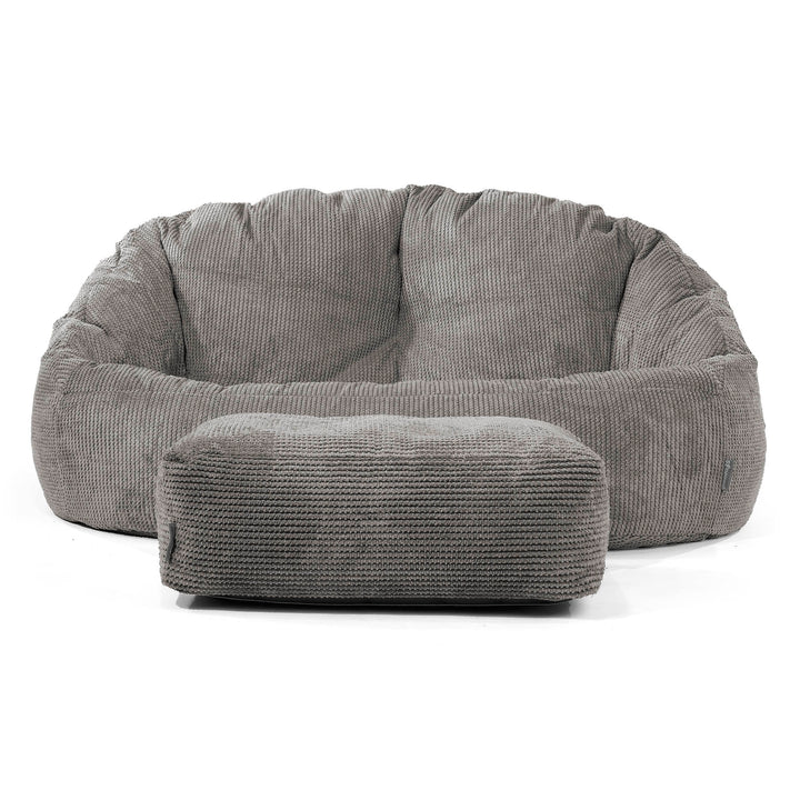 Pouf Canapé Bubble - Velours Côtelé Gaufré Anthracite 01
