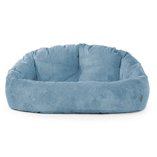 Pouf Canapé Bubble - Velours Côtelé Gaufré Bleu Ciel 01
