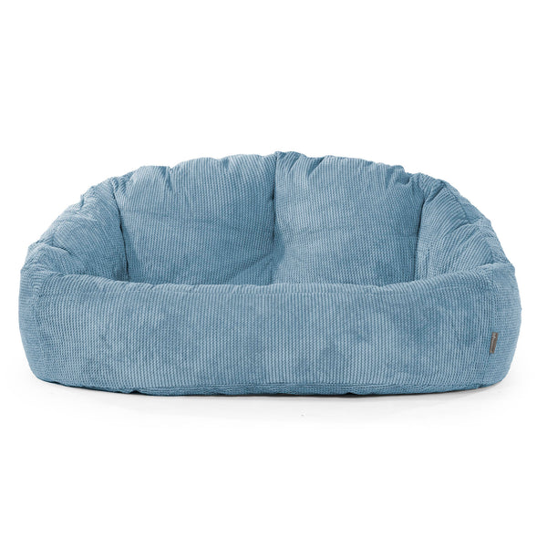 Pouf Canapé Bubble - Velours Côtelé Gaufré Bleu Ciel 01