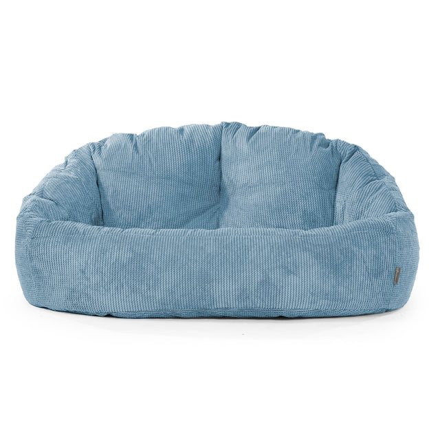 Pouf Canapé Bubble - Velours Côtelé Gaufré Bleu Ciel 01