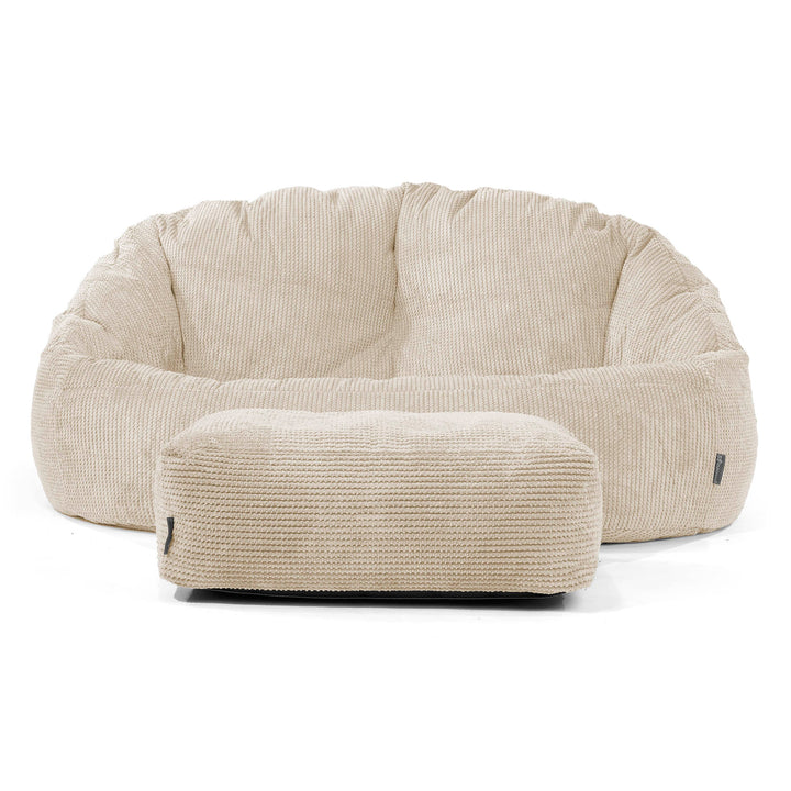 Pouf Canapé Bubble - Velours Côtelé Gaufré Crème 01
