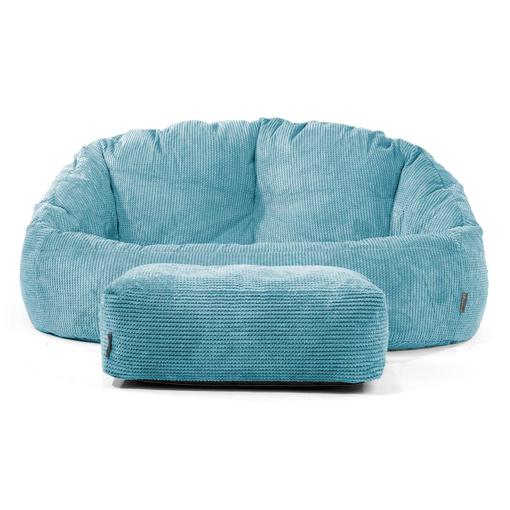 Pouf Canapé Bubble - Velours Côtelé Gaufré Mer Égée 01
