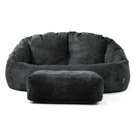 Pouf Canapé Bubble - Velours Côtelé Gaufré Noir 02