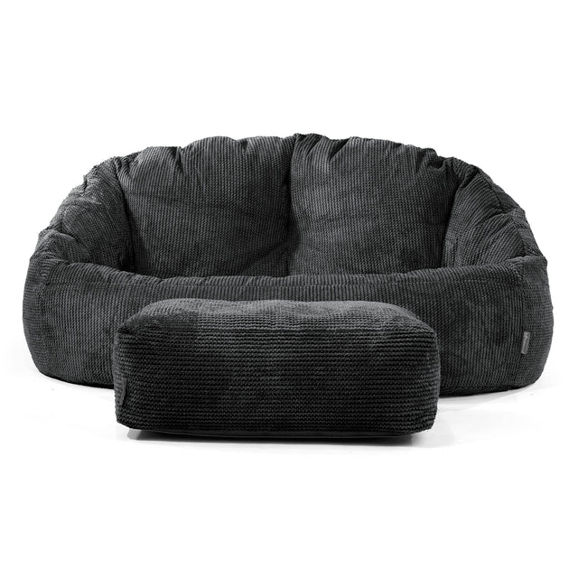 Pouf Canapé Bubble - Velours Côtelé Gaufré Noir 02