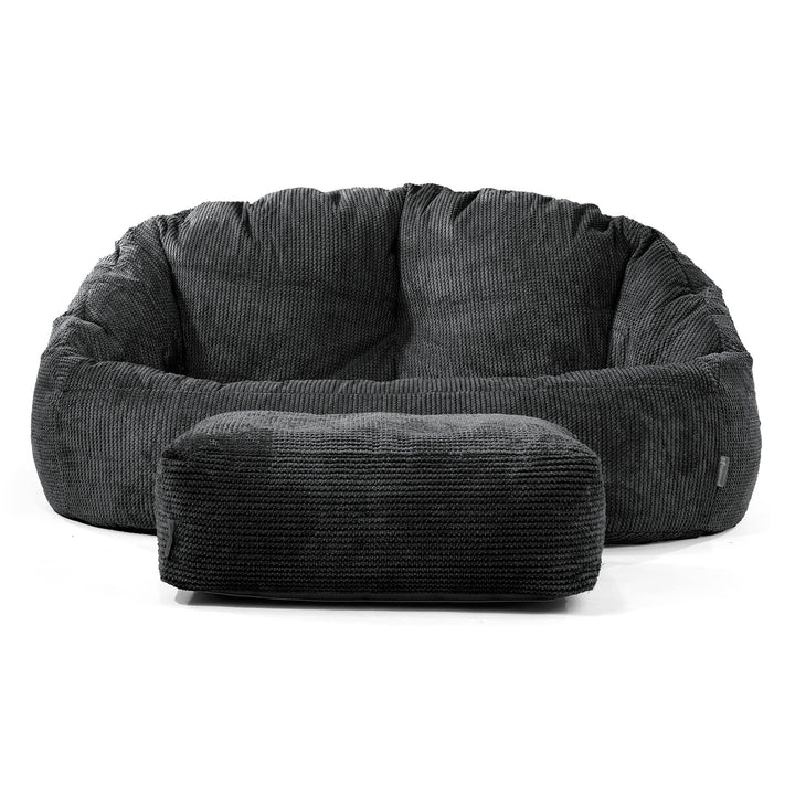 Pouf Canapé Bubble - Velours Côtelé Gaufré Noir 02