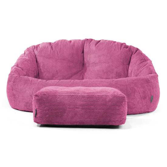 Pouf Canapé Bubble - Velours Côtelé Gaufré Rose 01