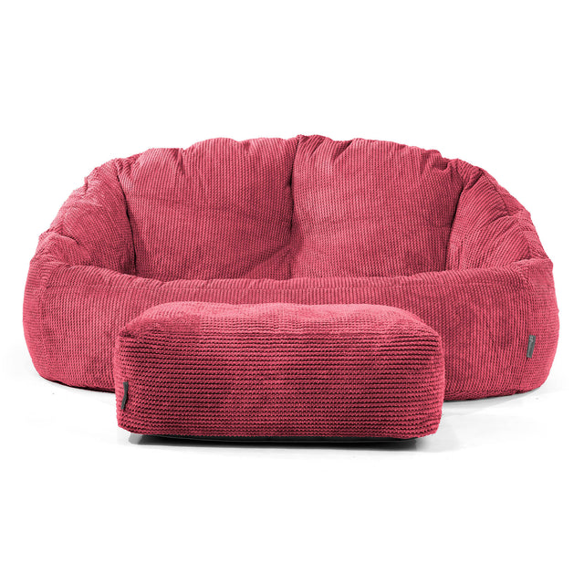Pouf Canapé Bubble - Velours Côtelé Gaufré Rouge pastel 02
