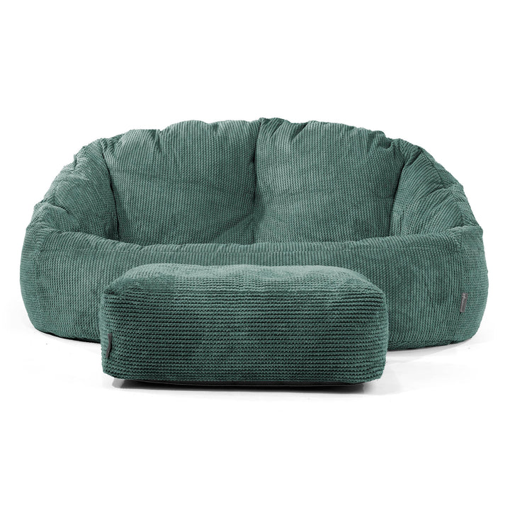 Pouf Canapé Bubble - Velours Côtelé Gaufré Vert Mousse 02