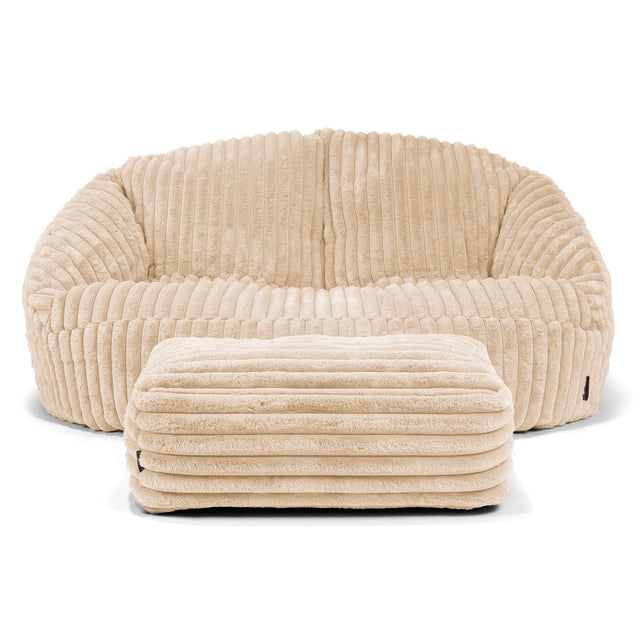 Pouf Canapé Bubble - Velours Côtelé Ultra Pelucheux Crème 02