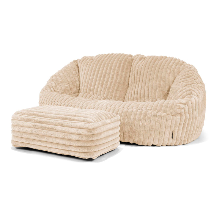 Pouf Canapé Bubble - Velours Côtelé Ultra Pelucheux Crème 03