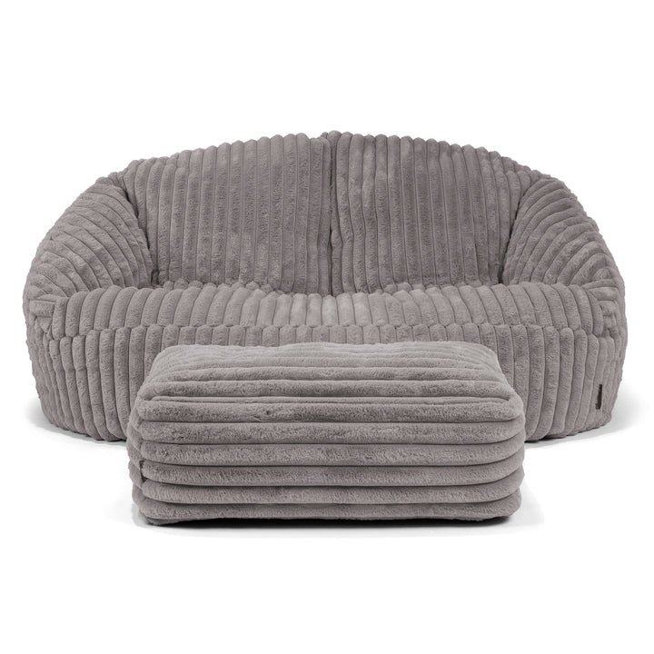 Pouf Canapé Bubble - Velours Côtelé Ultra Pelucheux Gris 02