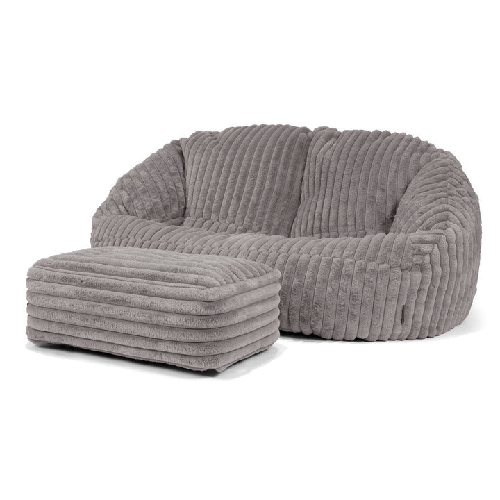 Pouf Canapé Bubble - Velours Côtelé Ultra Pelucheux Gris 03