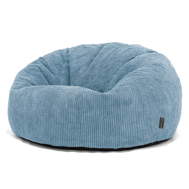 Pouf Canapé Classique - Velours Côtelé Gaufré Bleu Ciel 01