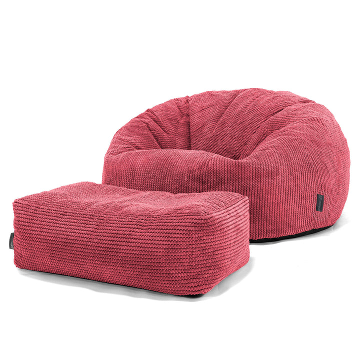 Pouf Canapé Classique - Velours Côtelé Gaufré Rouge pastel 02