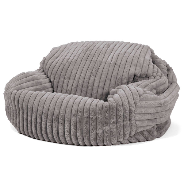 Pouf Canapé Sabine - Velours Côtelé Ultra Pelucheux Gris 01