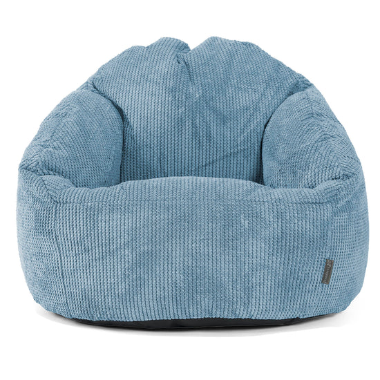 Pouf Chaise Bubble - Velours Côtelé Gaufré Bleu Ciel 01