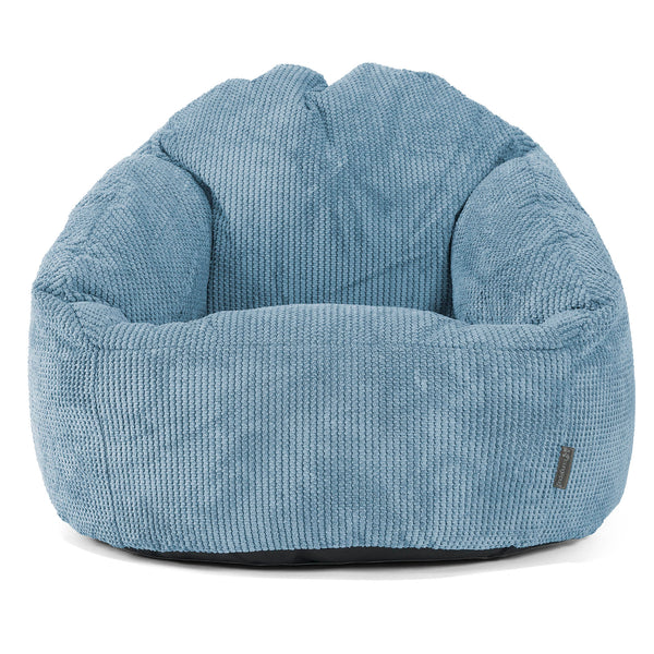 Pouf Chaise Bubble - Velours Côtelé Gaufré Bleu Ciel 01