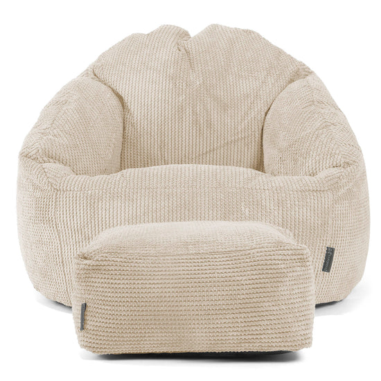 Pouf Chaise Bubble - Velours Côtelé Gaufré Crème 02