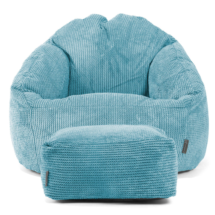 Pouf Chaise Bubble - Velours Côtelé Gaufré Mer Égée 02