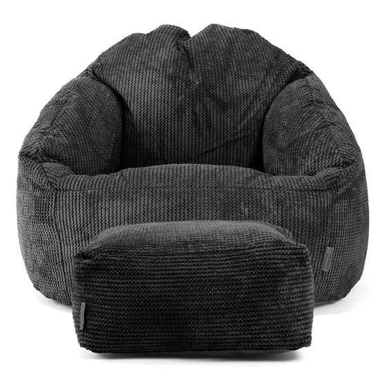 Pouf Chaise Bubble - Velours Côtelé Gaufré Noir 02