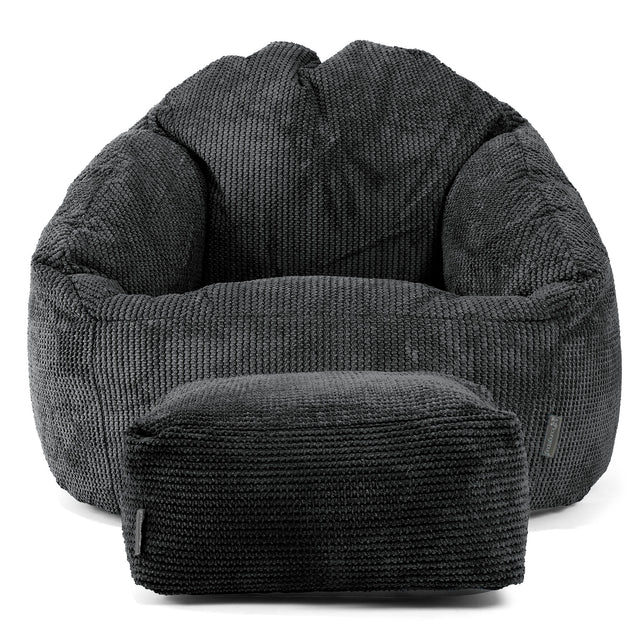 Pouf Chaise Bubble - Velours Côtelé Gaufré Noir 02