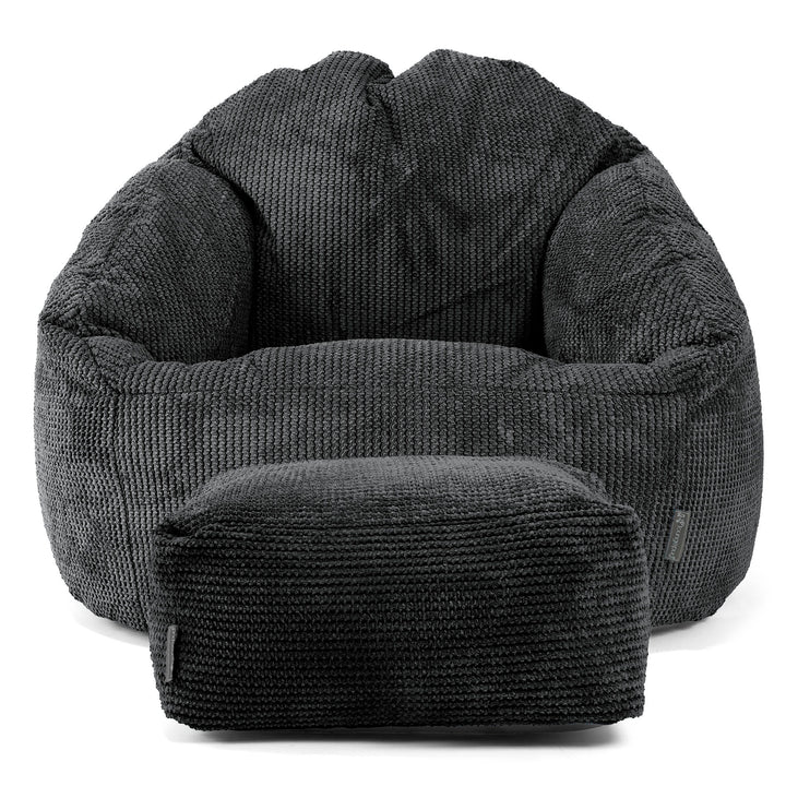 Pouf Chaise Bubble - Velours Côtelé Gaufré Noir 02