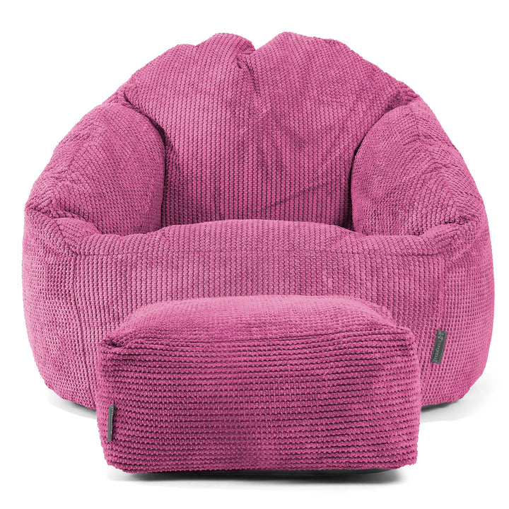 Pouf Chaise Bubble - Velours Côtelé Gaufré Rose 02