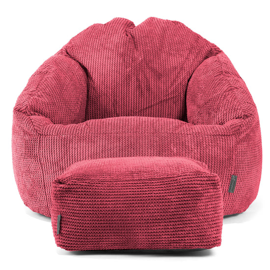 Pouf Chaise Bubble - Velours Côtelé Gaufré Rouge pastel 02